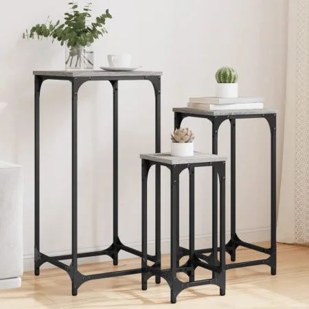 Mesas auxiliares apilables 3 pzas madera ingeniería gris Sonoma de , Mesas auxiliares - Ref: Foro24-838941, Precio: 49,31 €, ...