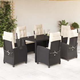 Set de comedor de jardín 7 pzas y cojines ratán sintético negro en Conjuntos de jardín | Comprar online en Foru.es