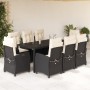 Set de comedor de jardín 9 pzas y cojines ratán sintético negro en Conjuntos de jardín | Comprar online en Foru.es