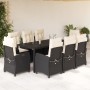 Set de comedor de jardín 9 pzas y cojines ratán sintético negro en Conjuntos de jardín | Comprar online en Foru.es