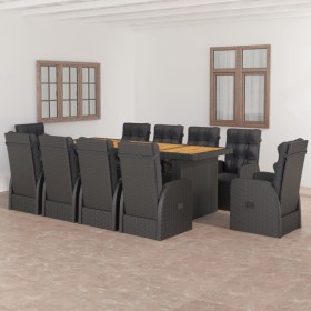 Set comedor de jardín 11 piezas y cojines ratán sintético negro de , Conjuntos de jardín - Ref: Foro24-3059350, Precio: 2,00 ...