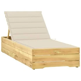 Tumbona con cojín crema madera de pino impregnada de , Tumbonas - Ref: Foro24-3065911, Precio: 157,18 €, Descuento: %