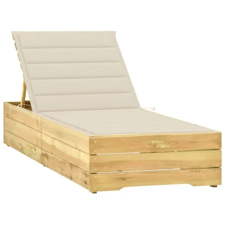 Lounger with cream impregnated pinewood cushion by , Loungers - Ref: Foro24-3065911, Price: 157,18 €, Discount: %
