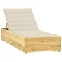 Lounger with cream impregnated pinewood cushion by , Loungers - Ref: Foro24-3065911, Price: 157,18 €, Discount: %
