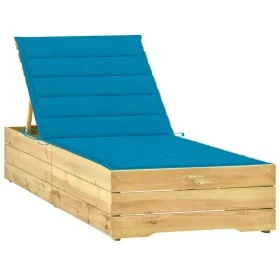 Tumbona con cojín azul madera de pino impregnada de , Tumbonas - Ref: Foro24-3065913, Precio: 151,48 €, Descuento: %