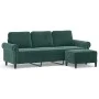 Sofá de 3 plazas con taburete de terciopelo verde oscuro 180 cm de , Sofás - Ref: Foro24-3201217, Precio: 353,62 €, Descuento: %