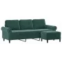Sofá de 3 plazas con taburete de terciopelo verde oscuro 180 cm de , Sofás - Ref: Foro24-3201217, Precio: 353,62 €, Descuento: %