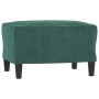 Sofá de 3 plazas con taburete de terciopelo verde oscuro 180 cm de , Sofás - Ref: Foro24-3201217, Precio: 366,85 €, Descuento: %