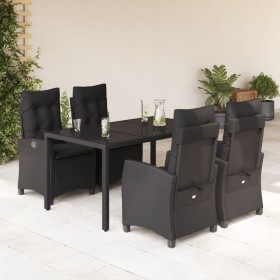Set de muebles jardín 5 pzas con cojines ratán sintético negro en Conjuntos de jardín | Comprar online en Foru.es