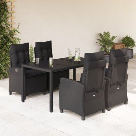 Set de muebles jardín 5 pzas con cojines ratán sintético negro en Conjuntos de jardín | Comprar online en Foru.es