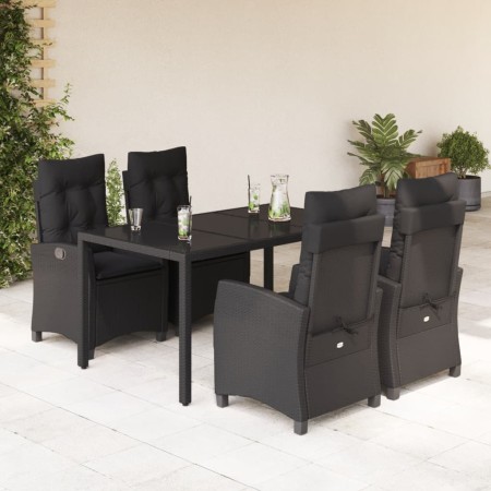 Set de muebles jardín 5 pzas con cojines ratán sintético negro en Conjuntos de jardín | Comprar online en Foru.es