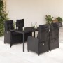 Set de muebles jardín 5 pzas con cojines ratán sintético negro en Conjuntos de jardín | Comprar online en Foru.es