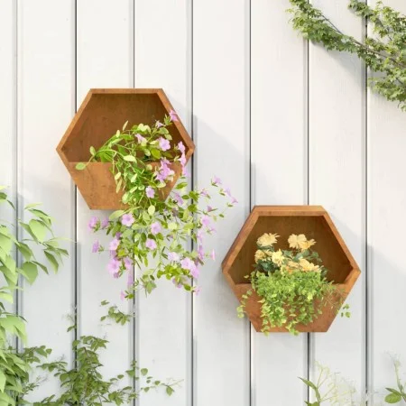 Jardineras de pared 2 uds acero corten oxidado 30x10x25 cm de , Maceteros y jardineras - Ref: Foro24-823684, Precio: 34,99 €,...