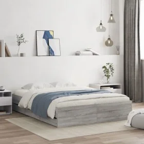 Sonoma gray engineered wood bed with drawers 140x190 cm by , Beds and slatted bases - Ref: Foro24-3207306, Price: 187,80 €, D...