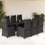 Set de comedor de jardín 9 pzas y cojines ratán sintético negro en Conjuntos de jardín | Comprar online en Foru.es