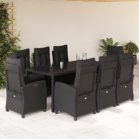 Set de comedor de jardín 9 pzas y cojines ratán sintético negro en Conjuntos de jardín | Comprar online en Foru.es