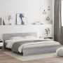 Estructura de cama cabecero y luces LED gris Sonoma 180x200 cm de , Camas y somieres - Ref: Foro24-3207593, Precio: 212,49 €,...