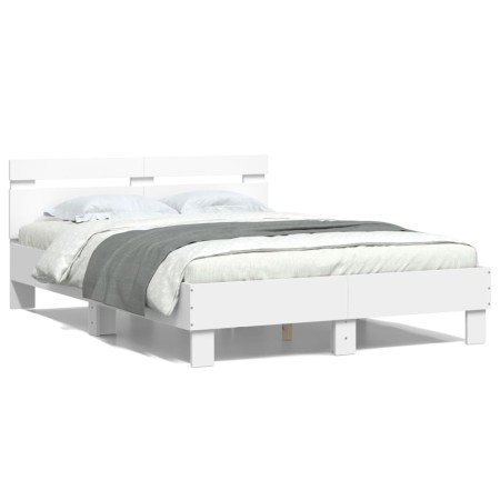 Estructura de cama con cabecero y luces LED blanco 120x200 cm de , Camas y somieres - Ref: Foro24-3207553, Precio: 195,91 €, ...