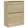 Mueble zapatero 2 cajones abatibles roble Sonoma 80x42x108 cm de , Zapateros y organizadores de calzado - Ref: Foro24-3214401...