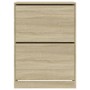 Mueble zapatero 2 cajones abatibles roble Sonoma 80x42x108 cm de , Zapateros y organizadores de calzado - Ref: Foro24-3214401...