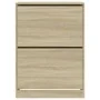 Mueble zapatero 2 cajones abatibles roble Sonoma 80x42x108 cm de , Zapateros y organizadores de calzado - Ref: Foro24-3214401...