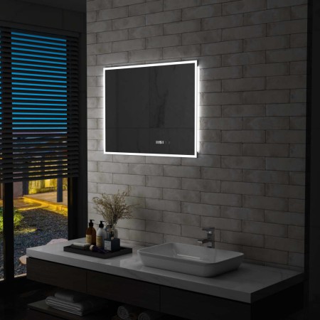 Espejo de baño con LED, sensor táctil y reloj 80x60 cm de vidaXL, Espejos - Ref: Foro24-144738, Precio: 119,55 €, Descuento: %