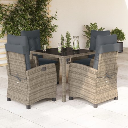 Set comedor de jardín 5 piezas con cojines ratán sintético gris en Conjuntos de jardín | Comprar online en Foru.es