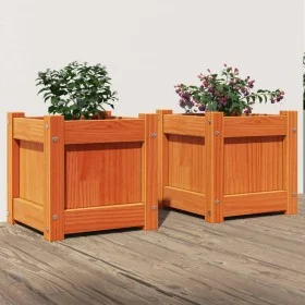 Jardineras de exterior 2 uds madera maciza de pino marrón cera de , Maceteros y jardineras - Ref: Foro24-837399, Precio: 49,7...