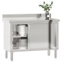 Mesa de trabajo de cocina puertas correderas acero inoxidable de , Restauración - Ref: Foro24-376441, Precio: 279,30 €, Descu...