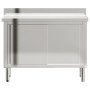 Mesa de trabajo de cocina puertas correderas acero inoxidable de , Restauración - Ref: Foro24-376441, Precio: 279,30 €, Descu...