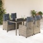 Set comedor de jardín 5 piezas con cojines ratán sintético gris en Conjuntos de jardín | Comprar online en Foru.es