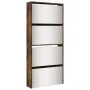 Mueble zapatero con espejo 4 niveles roble ahumado 63x17x134 cm de , Zapateros y organizadores de calzado - Ref: Foro24-32282...