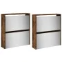 Mueble zapatero con espejo 4 niveles roble ahumado 63x17x134 cm de , Zapateros y organizadores de calzado - Ref: Foro24-32282...