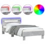 Estructura de cama cabecero luces LED gris hormigón 75x190 cm de , Camas y somieres - Ref: Foro24-838753, Precio: 83,07 €, De...