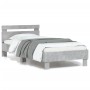 Estructura de cama cabecero luces LED gris hormigón 90x200 cm de , Camas y somieres - Ref: Foro24-838718, Precio: 110,40 €, D...