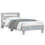 Estructura de cama cabecero luces LED gris hormigón 90x200 cm de , Camas y somieres - Ref: Foro24-838718, Precio: 110,40 €, D...