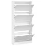 Mueble zapatero con 4 cajones abatibles blanco 80x21x163,5 cm de , Zapateros y organizadores de calzado - Ref: Foro24-3214364...