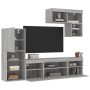 Muebles TV pared con LED 6 pzas madera ingeniería gris Sonoma de , Muebles TV - Ref: Foro24-3216737, Precio: 212,08 €, Descue...