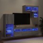 Muebles TV pared con LED 6 pzas madera ingeniería gris Sonoma de , Muebles TV - Ref: Foro24-3216737, Precio: 212,08 €, Descue...