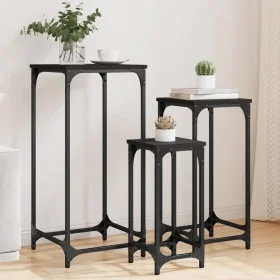 Stapelbare Beistelltische, 3 Einheiten, schwarzes Holzwerkstoff von , Seitentische - Ref: Foro24-838938, Preis: 49,68 €, Raba...