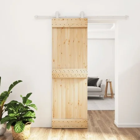 Puerta corredera con herrajes madera maciza de pino 70x210 cm de , Puertas - Ref: Foro24-3203086, Precio: 180,97 €, Descuento: %