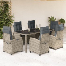 Set comedor jardín 7 pzas y cojines ratán sintético gris en Conjuntos de jardín | Comprar online en Foru.es