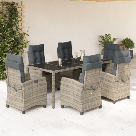 Set comedor jardín 7 pzas y cojines ratán sintético gris en Conjuntos de jardín | Comprar online en Foru.es