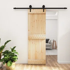 Puerta corredera con herrajes madera maciza de pino 70x210 cm de , Puertas - Ref: Foro24-3203230, Precio: 152,44 €, Descuento: %