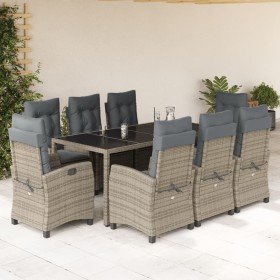 Set comedor jardín 9 pzas y cojines ratán sintético gris en Conjuntos de jardín | Comprar online en Foru.es