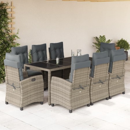 Set comedor jardín 9 pzas y cojines ratán sintético gris en Conjuntos de jardín | Comprar online en Foru.es