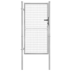Silver galvanized steel garden gate 105x200 cm by vidaXL, garden gates - Ref: Foro24-144758, Price: 217,81 €, Discount: %