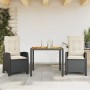 Set comedor de jardín 3 pzas con cojines ratán sintético negro en Conjuntos de jardín | Comprar online en Foru.es