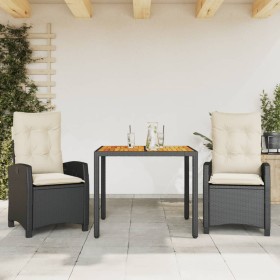 Set comedor de jardín 3 pzas con cojines ratán sintético negro en Conjuntos de jardín | Comprar online en Foru.es