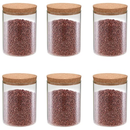 Tarros de almacenaje con tapa de corcho 6 unidades 650 ml de vidaXL, Botes de galletas - Ref: Foro24-50839, Precio: 42,37 €, ...